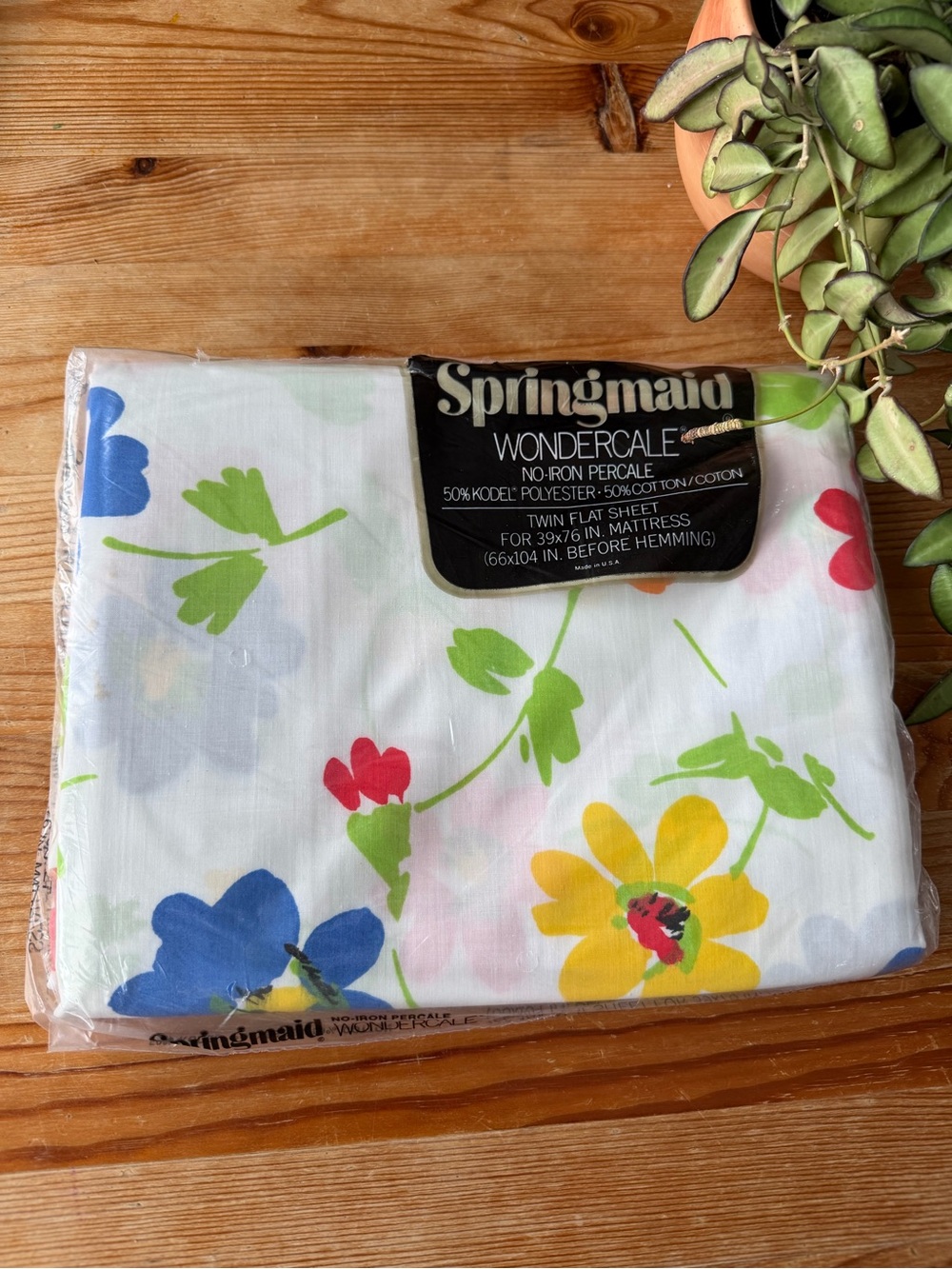 Vintage Wondercale Floral Twin Flat Sheet